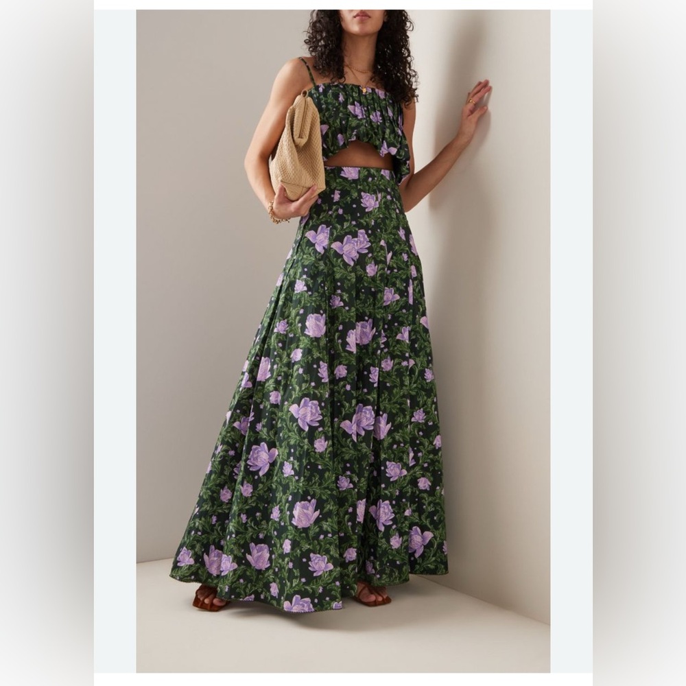 Agua Bendita Tulipsn Floral set: Green and Purple Floral Dress